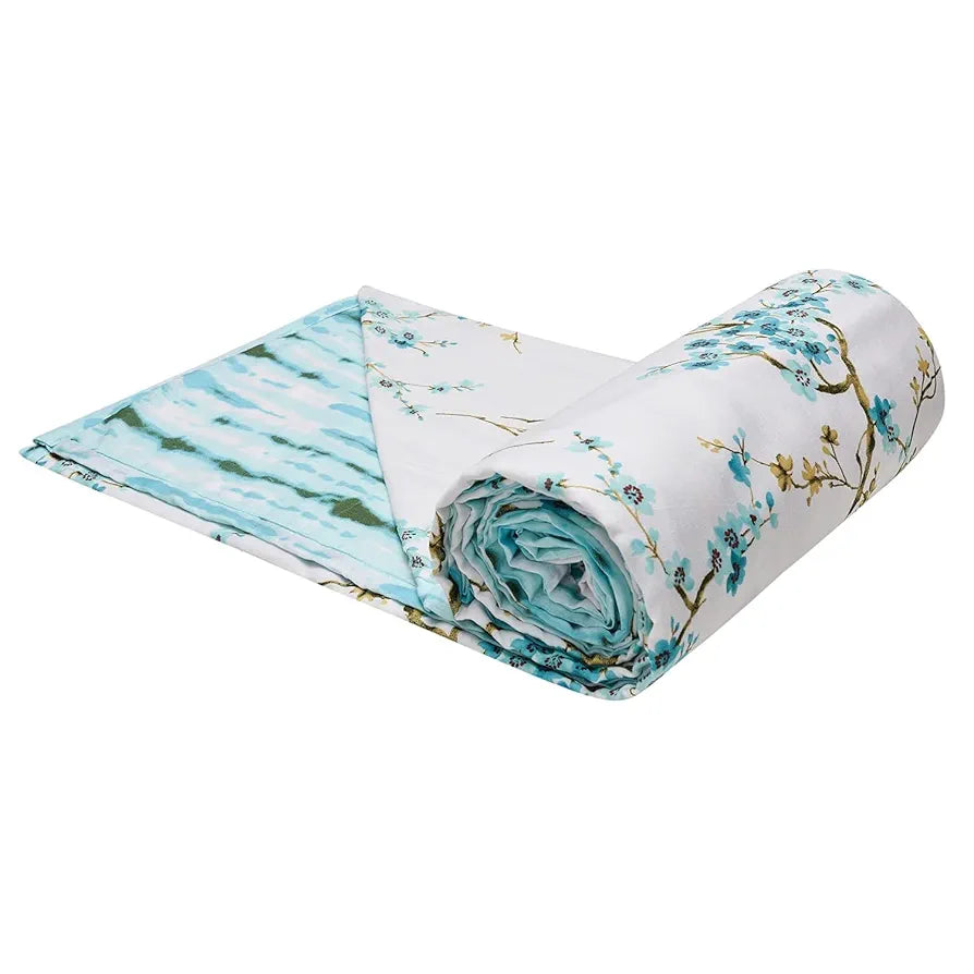 Trance Home Linen 150 GSM Pure Cotton Reversible Dohar Double Bed Size | Ac Blanket Comforter | Soft Light-Weight Bed Blanket 