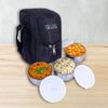 Homestic Canvas Lunch Box | 3 SS Insulated Containers | Adjustable Straps | Zipper | Black