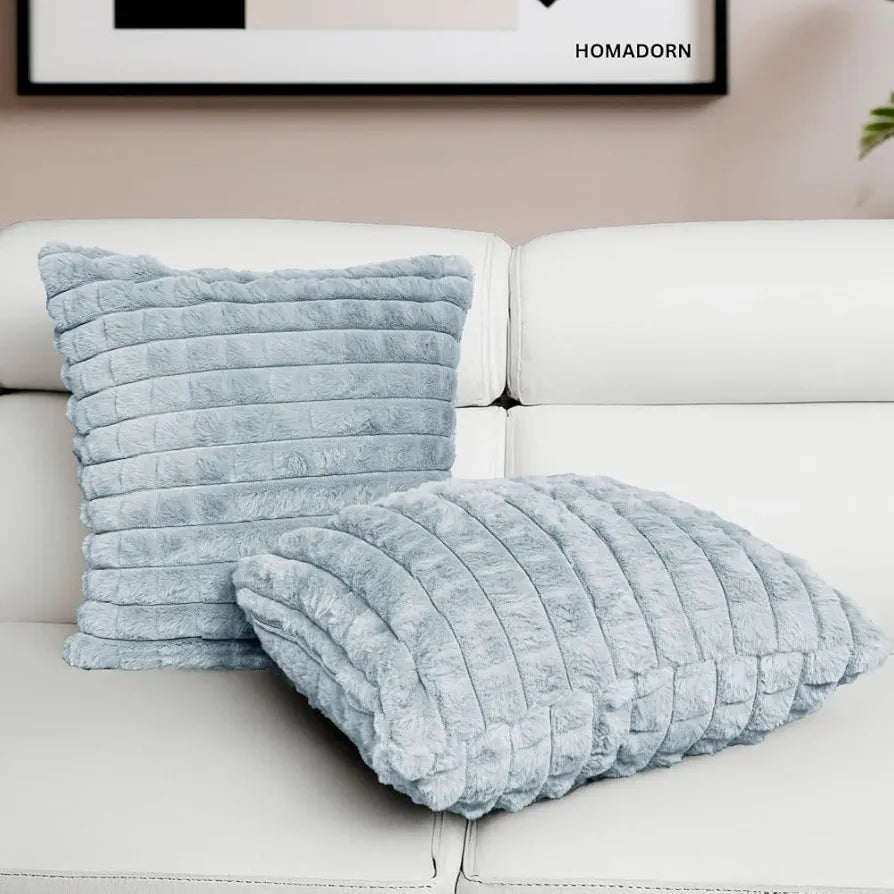 HOMADORN Luxury Plush Fur Reversible Cushion Cover Ultra Soft & Cozy 