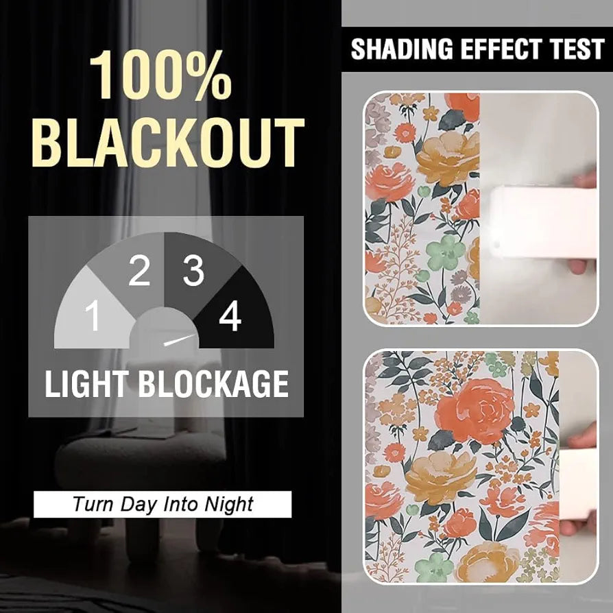 Cloth Fusion 100% Blackout Printed Premium Window Curtains 5 Feet Long Set of 2, Noise Reducing Blackout Curtains 5 Feet for Window with Grommet for Home Decor 
