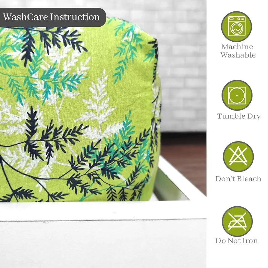 Divine Casa 144 TC 100% Cotton Floral Green Cotton Lightweight Elastic Fitted Double Bedsheets - 200 x 150 CM