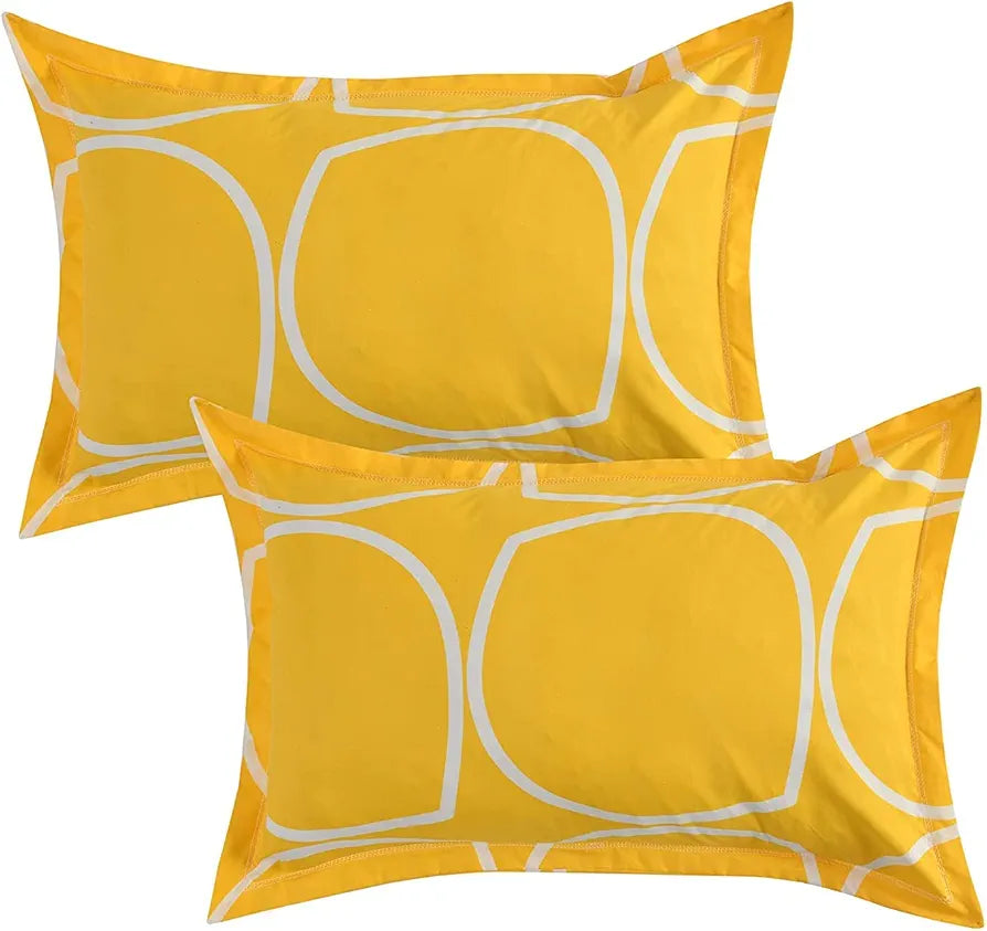 THE HOME STYLE Supersoft Cotton Feel Glace Cotton King Size Printed Flat Double Bedsheet wih 2 Pillow Cover II 400 TC, 90