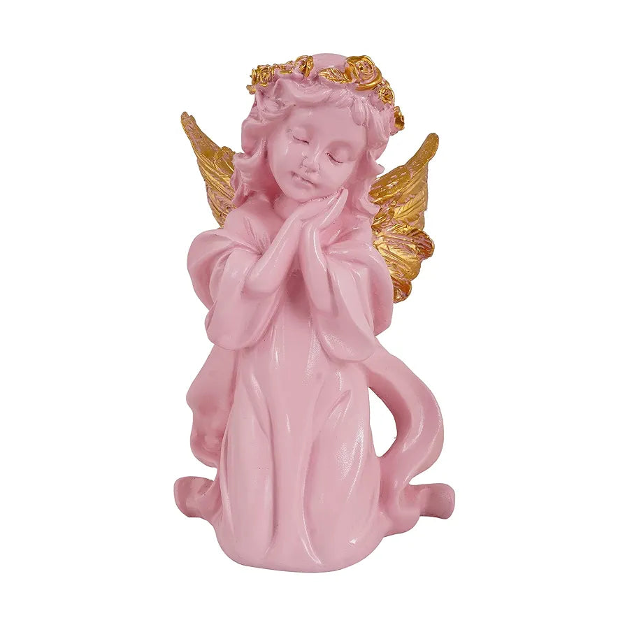 Zart Angel Girl Showpiece for Home Decor | Winged Fairy Statue for Shelves | Pink SG