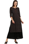 Janasya Women's Black Cotton Straight Kurta