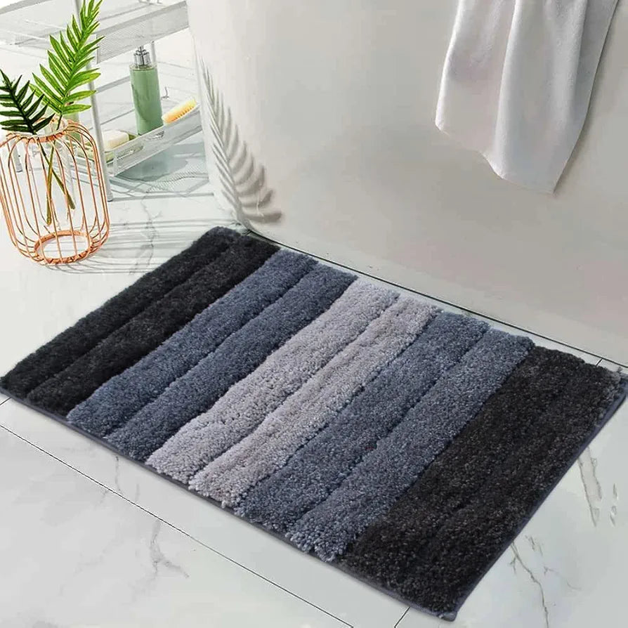 LUXE HOME INTERNATIONAL Microfiber Rectangular Bath mat Soft Anti Slip Skid Luxury Mats For Bathroom Door 40X60 Cm  Pc 1,Grey