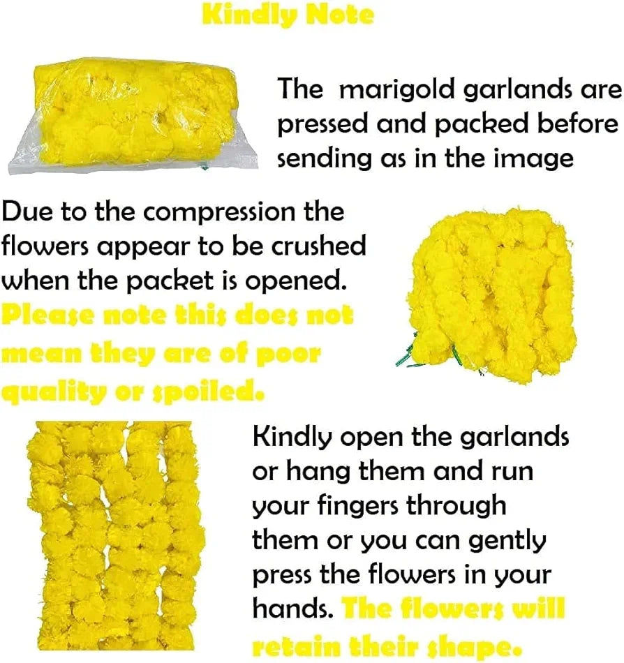 D-tone 10 Pcs Artificial Marigold Garland Mala Flower Genda Phool Long for Decoration, Home, Wedding, Festivals, Durga Pooja, Diwali, Ganesh Chaturthi 