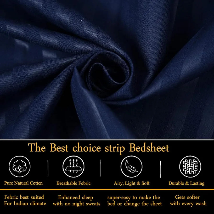 FRESH FROM LOOM Microfiber Wrinkle Resistant|Soft Skin Safe|Breathable King Size Flat Bedsheets|Hotel & Home|Double Bedsheet Set With 2 Pillow Covers 144 TC 
