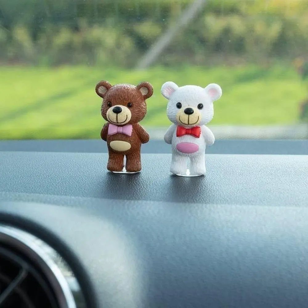 SATYAM KRAFT 1 Set  Resin Teddy Bear Miniature Figurines | Decorative Showpiece | Gift for Him/Her, Mother's Day, Home, Bedroom, Living Room, Office, Table, Car Dashboard | Festive Decor