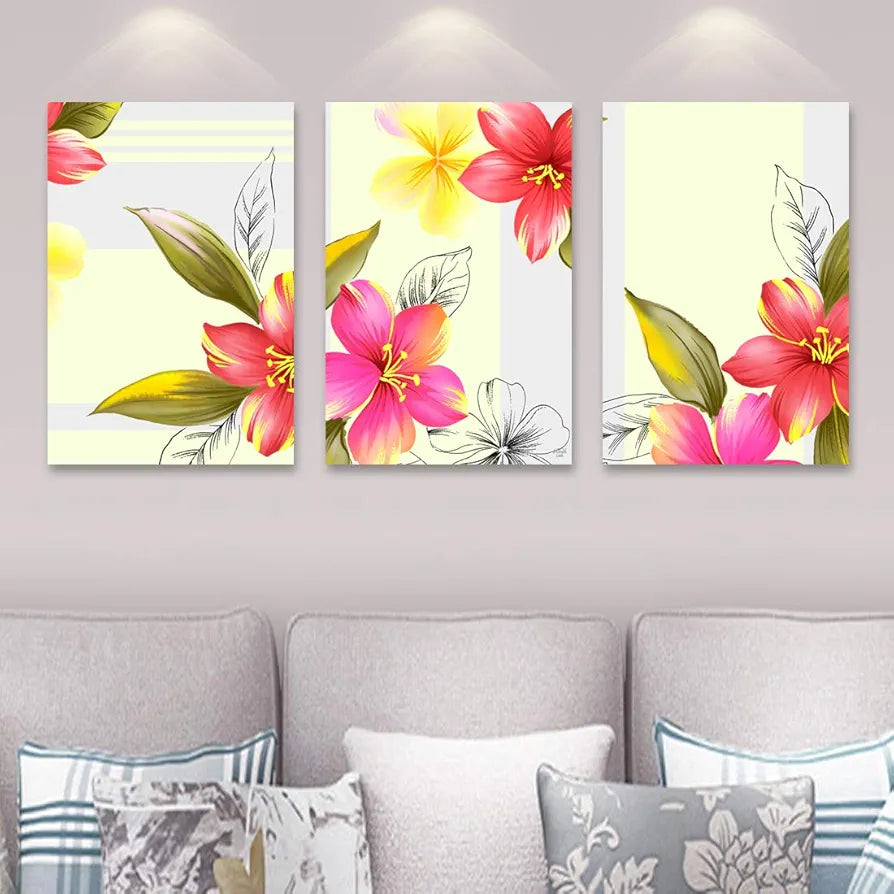 Rangoli MDF 3 Pcs Wall Poster 12x18 Inch Decorative Wall Art for Home, Office, Living Room. P-4, Design-13