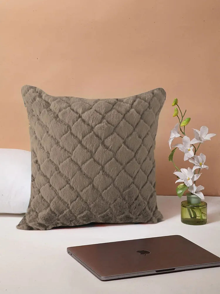 Luxe Home Cushion Cover 16 inch x 16 inch Duble Side Rabbit Fur Diamond Design Covers Set of 2 for Sofa, Bedroom, livingroom 