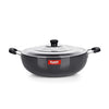 Sumeet 3mm Hard Anodized Deep kadai with Stainless Steel Lid Big Size No 15 28.5cm 4.5 Liter