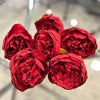 6 Pcs Artificial Fabric Rose Flower Heads Handmade Peony Style Flowers Red