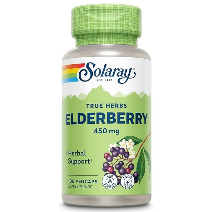 Solaray Elderberry Berries and Flowers Capsules 450mg - 100 Caps - Swadesii