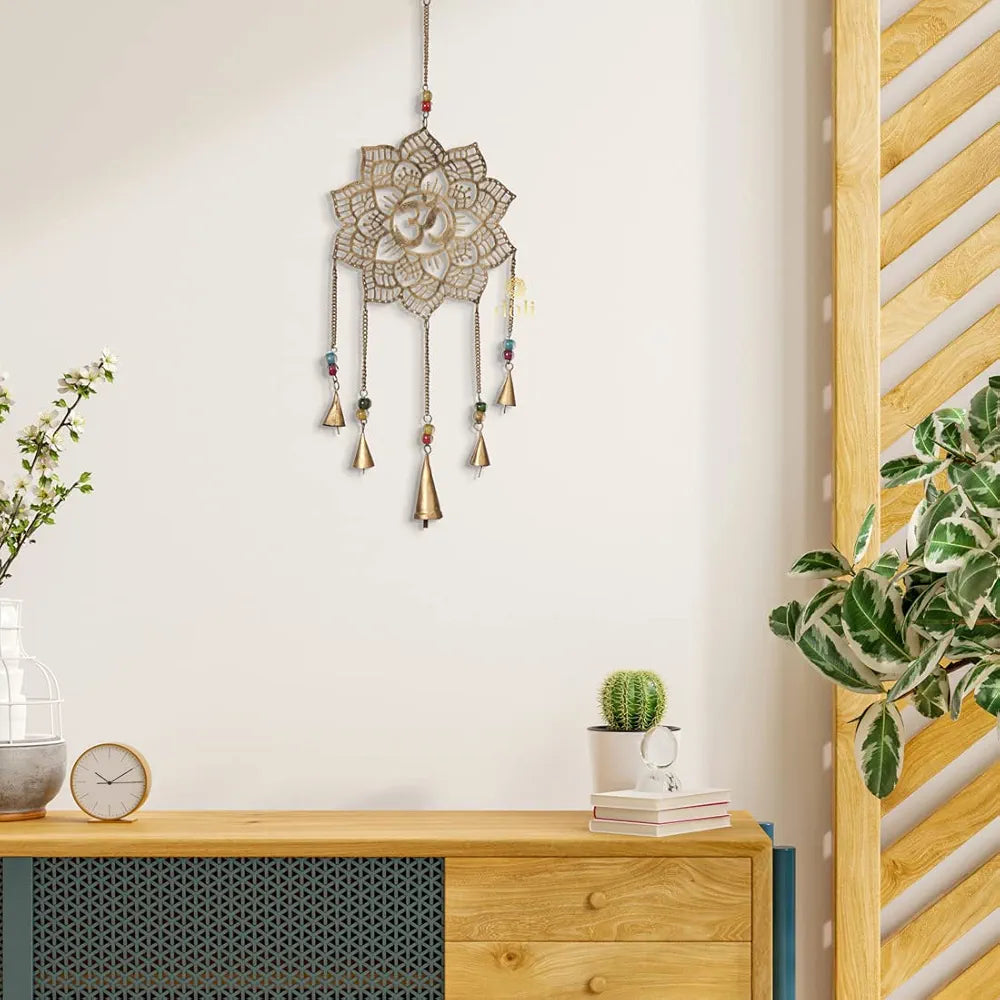 DULI Metal Windchime Wall Hanging, Feng Shui, Wall Art, Wall Decor, PositiveVibes, Rustic Wall Hangings, Wall Art, Diwali Decor, Home Decor Hanging Bells 