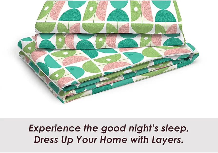 Layers Duracount Bedsheet Set for All Seasons - Lightweight, Moisture Absorbent, Machine Washable & Easy to Care - Gift for Housewarming & More - 225 CVC - Queen Size 