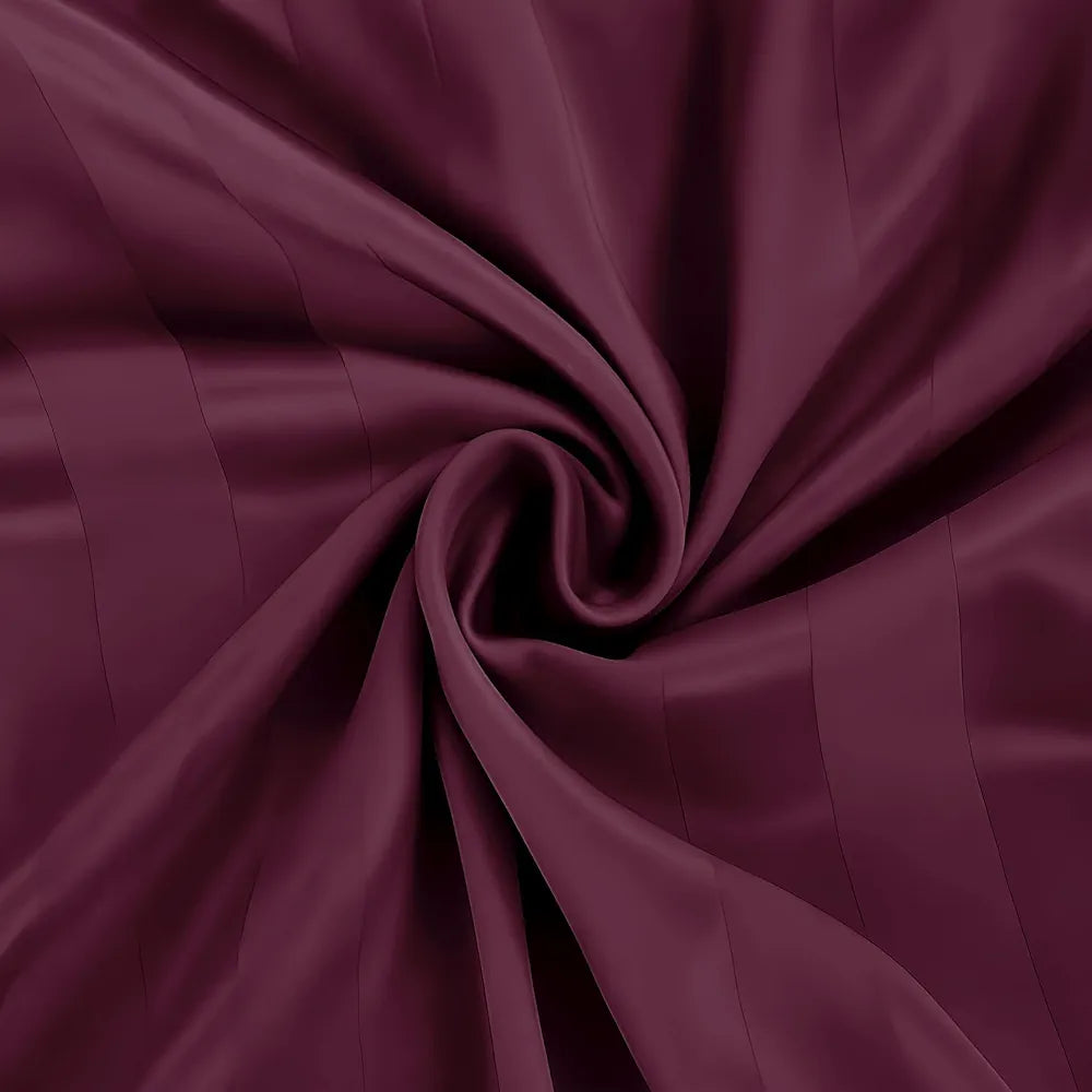 Cloth Fusion Elastic Fitted Glace Cotton Satin Striped Bedsheet Queen Size with 2 Pillow Covers 