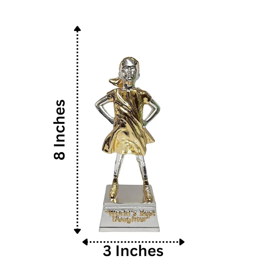 Gold Art India World's Best Daughter Figurine Silver & Gold Plated | Girls Gifting for Birthday | Gift for Young Girl | Women's Day Gift | Study Table | Office Desk 