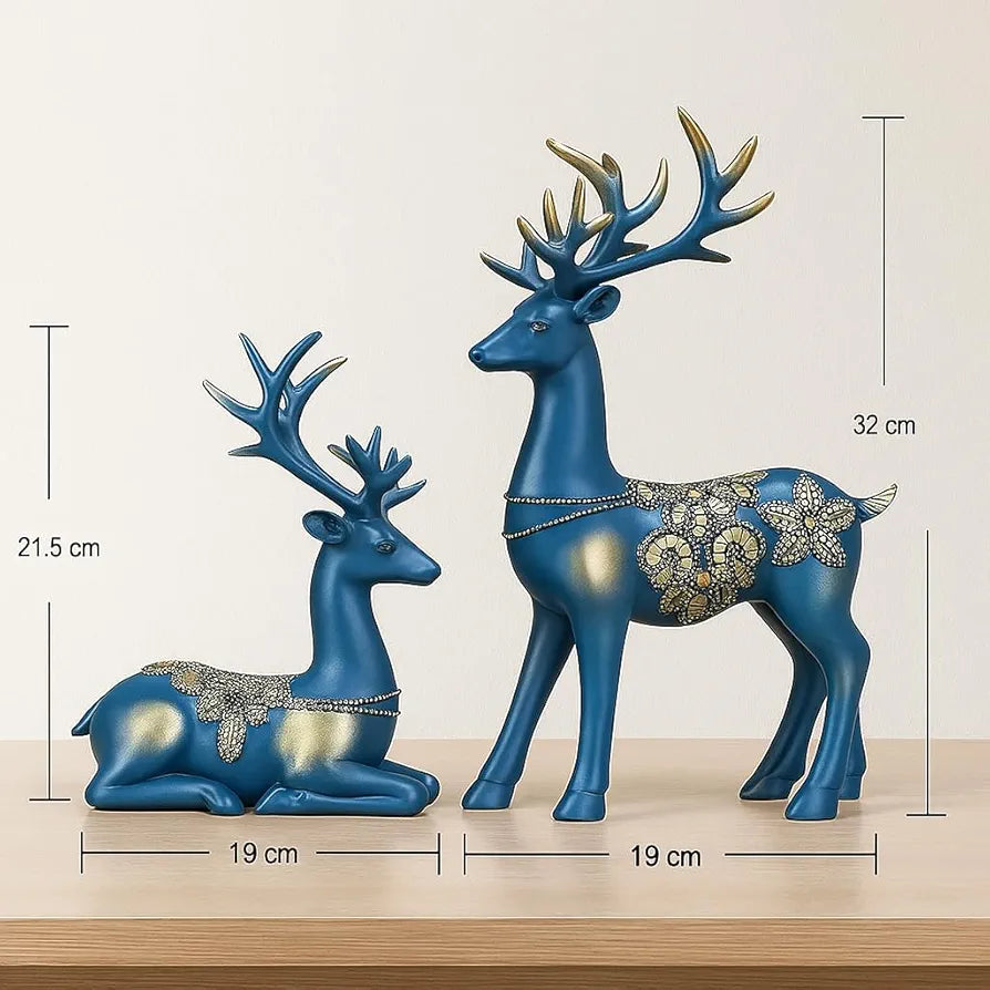 Xtore Creative Resin Golden Reindeer Sculptures | Beautiful Home Decor | Lifts up Energy of Your Room - 