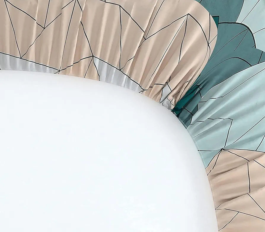 THE HOME STYLE Cotton Feel Glace Cotton Elastic Fitted All Around Printed Full Length Single Bed Bedsheet With 1 Pillow Cover , 300 tc