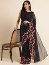 Fabmora Striped Embroidered Pure Georgette Saree