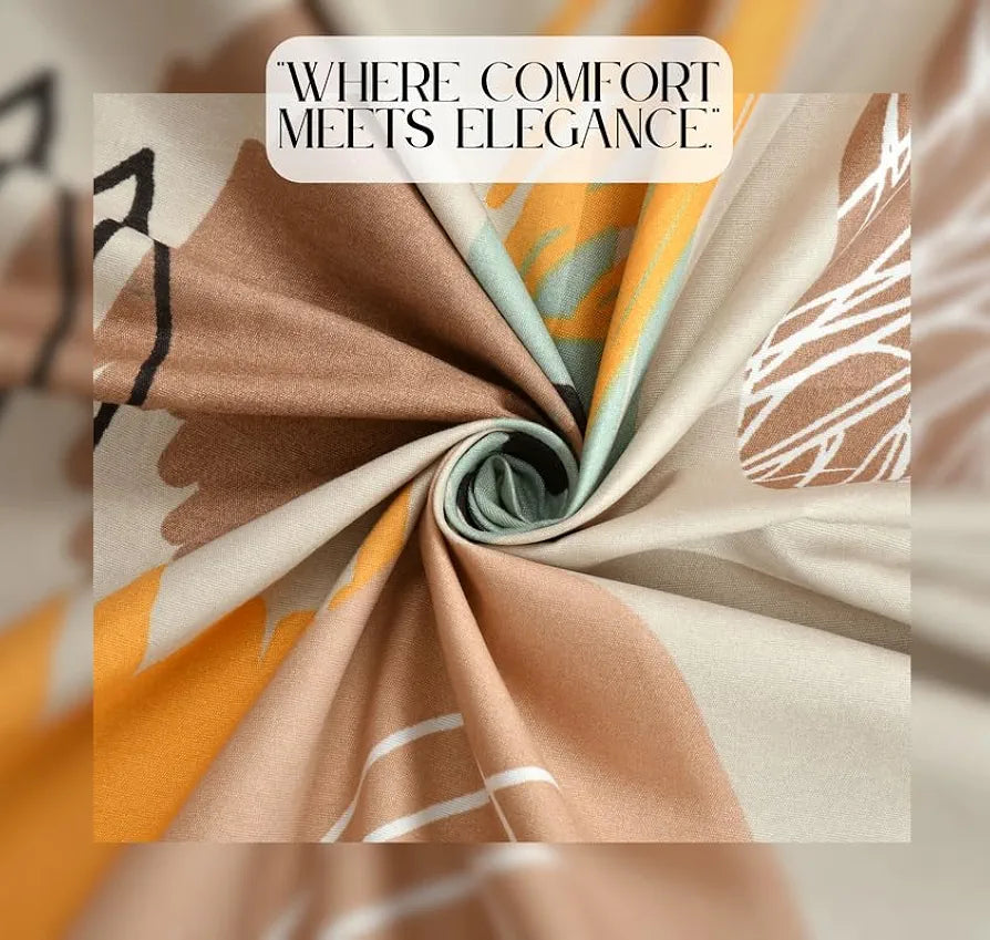 Floral Printed Cotton Feel Double Bedsheet with 2 Pillow Covers |200 Tc Soft, Breathable & Wrinkle-Free| Premium Printed Bedsheet for Home Bedroom 