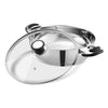 Vinod Durban Stainless Steel Kadhai with Glass Lid 1.7 Litre (20 cm) | 6.2mm Thick | Kadhai for Deep Frying | Induction and Gas Base