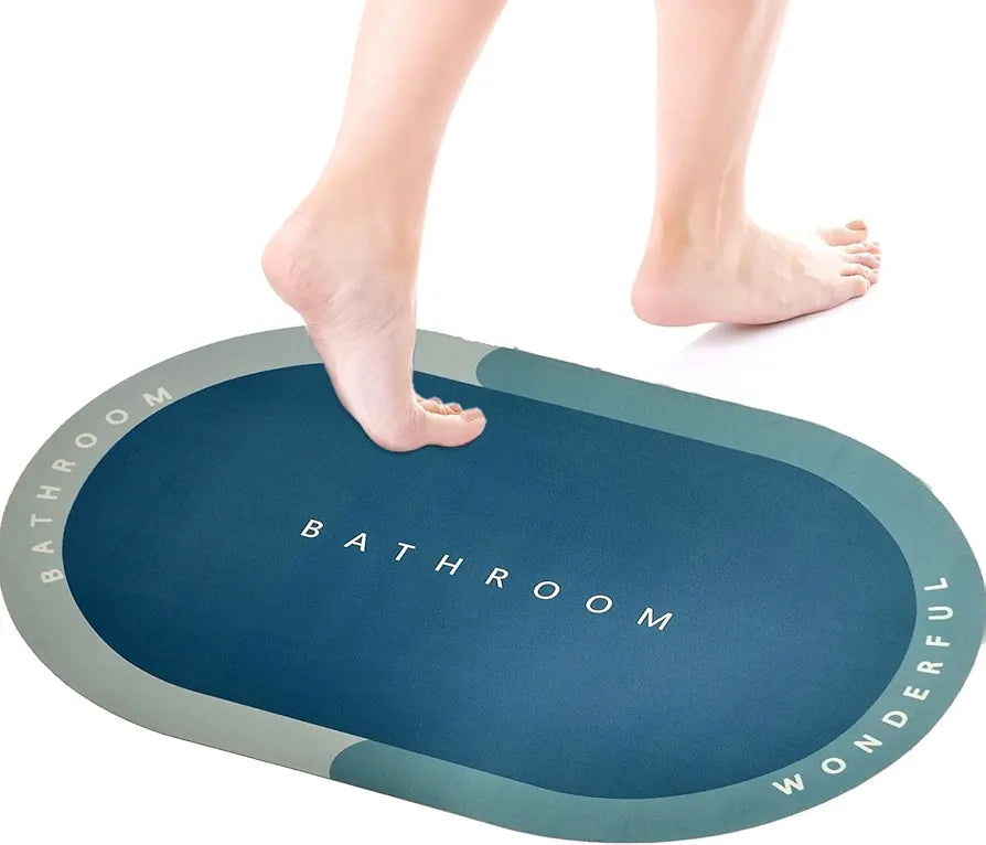 Status Contract Blue Bathroom Water Absorbing Mat, Non Slip mat for Bathroom Quick Dry Dirt Barrier Rubber Backed Anti-Slip Floor Mat for Home, Kitchen  