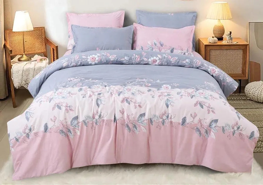THE HOME STYLE Supersoft Cotton King Size Printed Flat Double Bedsheet wih 2 Pillow Cover II 400 TC, 90