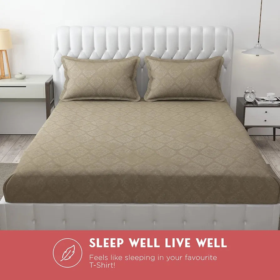 FRESH FROM LOOM Single Bed Bedsheet - Microfiber Rotary Printed, Hypoallergenic, Wrinkle Free with 1 Pillow Covers , 144 TC