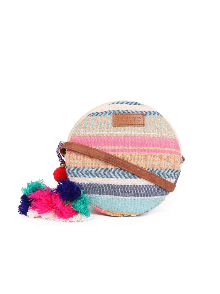 ASTRID Handmade Macrame Flap Over Sling Bag For Girls And Women