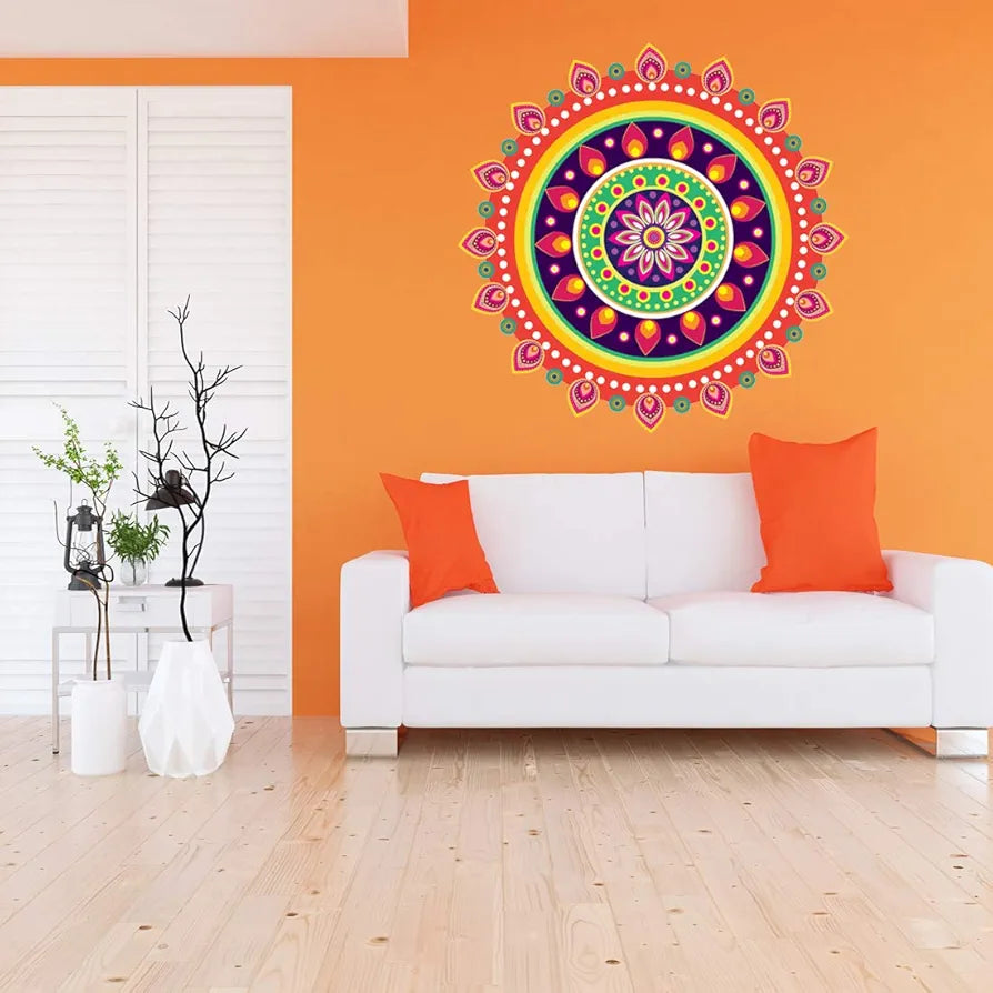 Rangoli Vinyl Wall Sticker Self-Adhesive Wall Decor for Home, Office, Bedroom, and Living Room Décor Easy to Apply & Peel. Parent 2, Design-11
