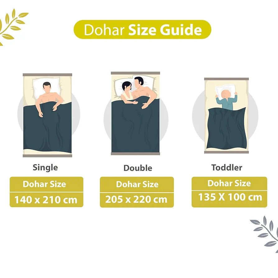 Divine Casa Glace Cotton 120 GSM Reversible Lightweight Malmal Printed Double Bed AC Dohar Blanket for Mild Winter -| TC - 120