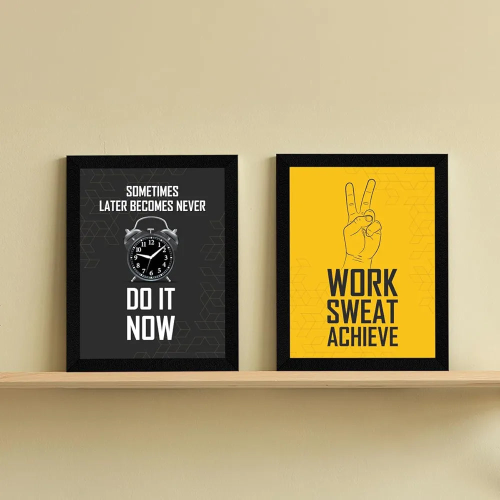 ArtX Paper Gym Big Health Quotes Wall Frame Art Painting, Multicolor, Inspirational, 10X13 inches each, 20 X 26 inches combined, Set of 4