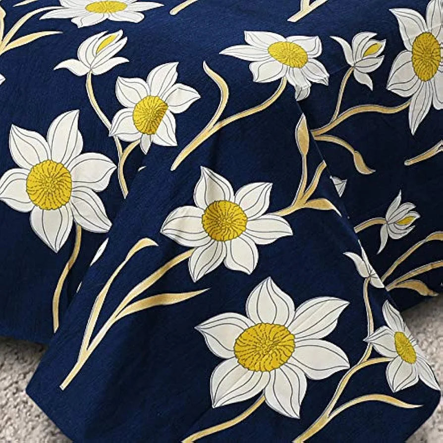 FRESH FROM LOOM 144 TC Hypo-Allergenic Microfiber King Bedsheet for Double Bed|Wrinkle Free Floral Design Bed Spread|2 Pillow Covers|Bedsheets/Bedcover 