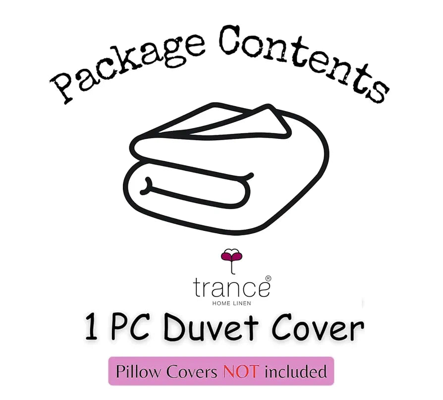 Trance Home Linen Zippered 100% Cotton 144 TC Duvet Cover for Quilt, Blanket, Razai, Comforter - Queen Size 86