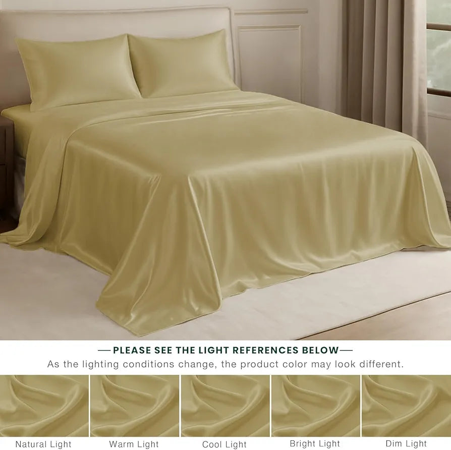 Cloth Fusion Satin Bedsheet for King Size Bed, Perfect for Romantic Night, Excellent Gift for All Celebrations, Set of 1 Satin Sheet 108