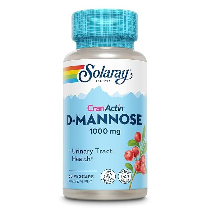 Solaray D-Mannose with Cranactin 1000 mg - 60 Caps - Swadesii