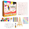 Mini Leaves Diy Art Set Unicorn Diy Canvas Art Kit With Wooden Easel, Premium Paint Kit for Kids 6+ Years