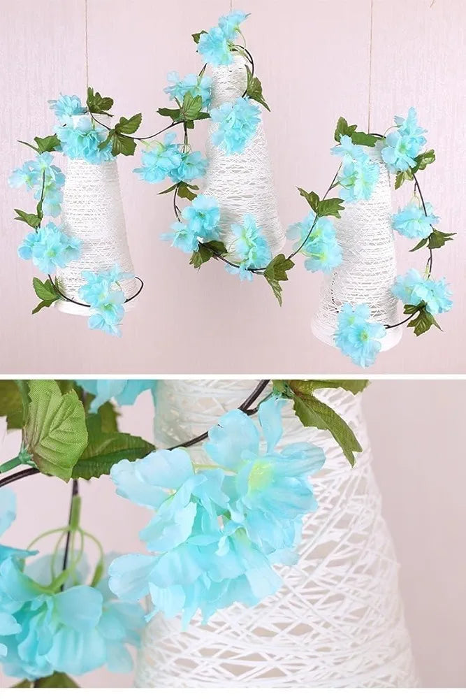 SATYAM KRAFT 1 Lines Artificial Cherry Blossom Rattan Flowers Vine | Hanging Garland for Home, Office, Mandir & Pooja Room | Diwali, Deepawali, Navratri & Wedding Festival Decoration 