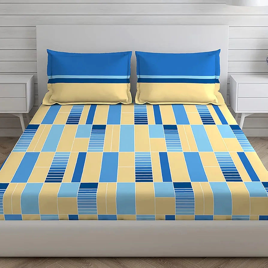 Layers Tivoli 100% Cotton Bedsheet Set for All Seasons - Lightweight, Moisture Absorbent, Machine Washable & Easy to Care - Gift for Housewarming & More - 104 TC - Queen Size 