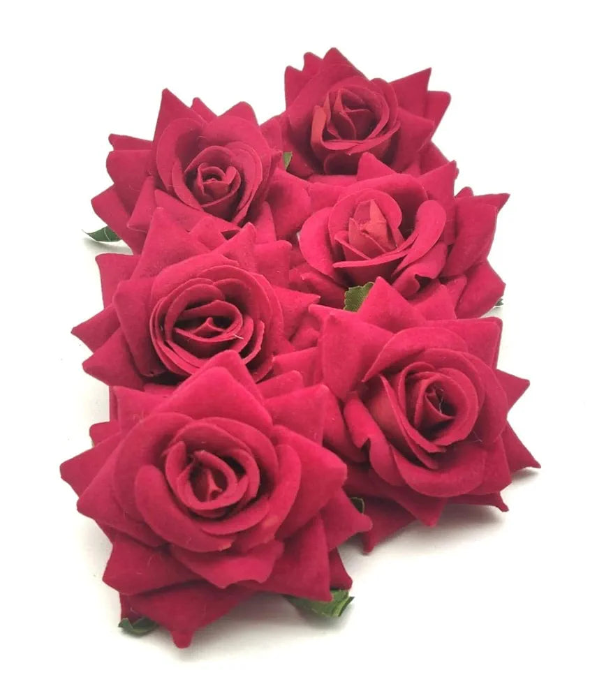 SATYAM KRAFT 12 Pcs Artificial Velvet Rose Flowers | Fake Floral Decoration for Ganesh chaturthi, Home, Janmashtami,DIY Craft, Room Decor, Festival & Gift Items 