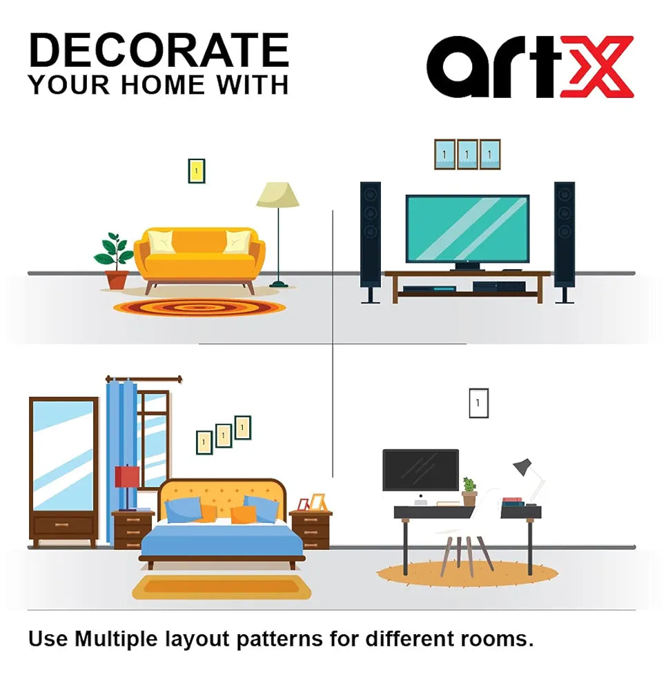 ArtX Paper Music Instruments Wall Art Painting, Framed Paintings 13 X 25.5 inches, 8.5 X 13 each, Multicolor, Set of 3 