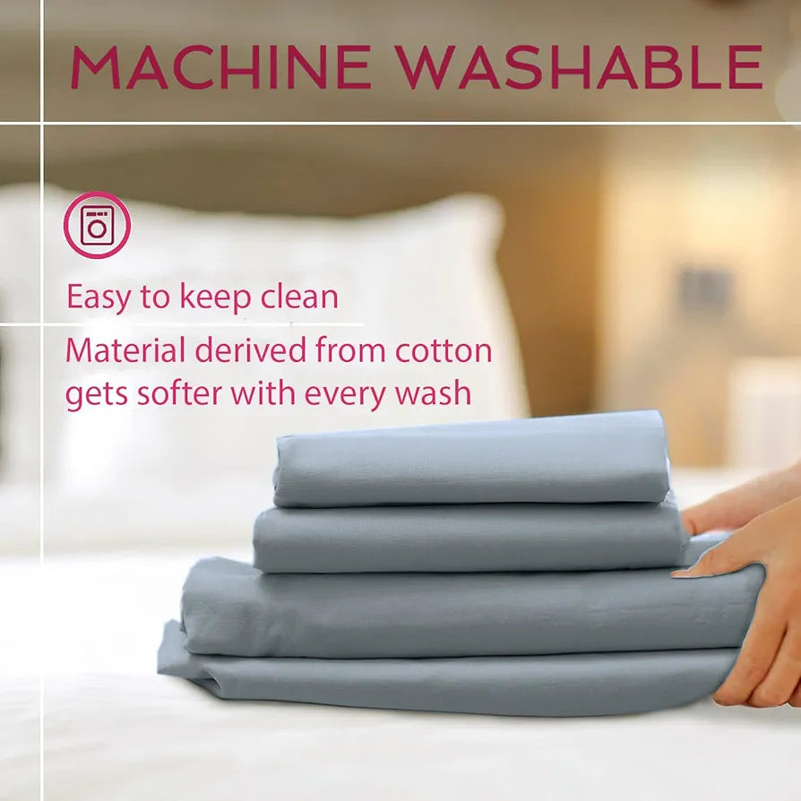 Trance Home Linen Premium 300 TC Pure 100% Cotton King Fitted Bedsheet with 2 Pillow Covers 