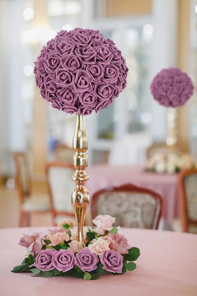 IPOPU Artificial Rose Flower Heads, 100pcs Dusty Rose Foam Fake Roses Bulk 3inch Stemless Faux Flowers for DIY Wedding Baby Shower Centerpieces Arrangements Party Tables Home Decor 