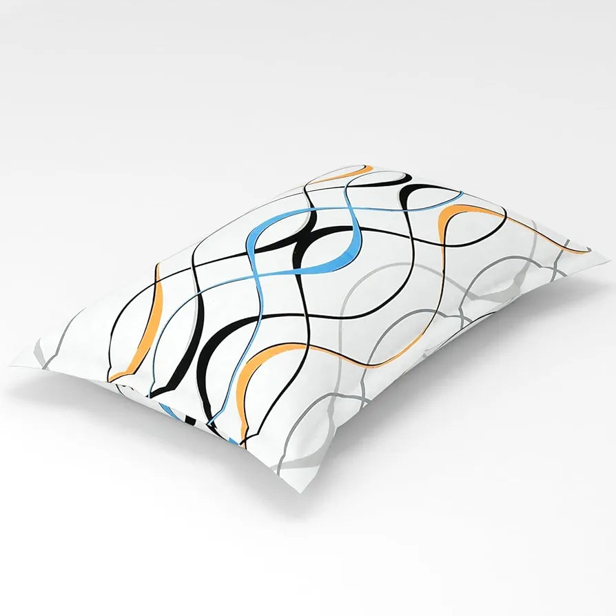 Homefab India 180 TC Microfiber Single BedSheet with 1 Pillow Cover - White, Waves