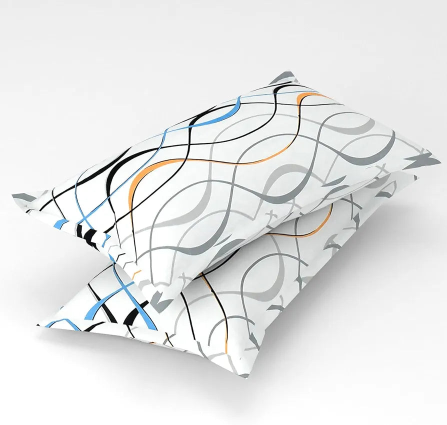 Homefab India 180 TC Microfiber Double BedSheet with 2 Pillow Covers -  -White, Waves