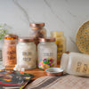 Femora Kitchen Storage Jars Frosted Glass Jar With Steel Lid Air Tight Jar | 1000 Ml | Pack of 6 | Golden Lid