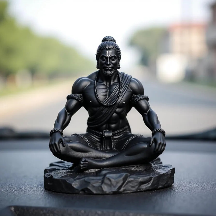 UNOVATE Lord Hanuman Idol for Car Dashboard, Home, Office Desk – Hanuman Murti for for Pooja, Temple Showpiece, Decoration, Festivals and Gifting 