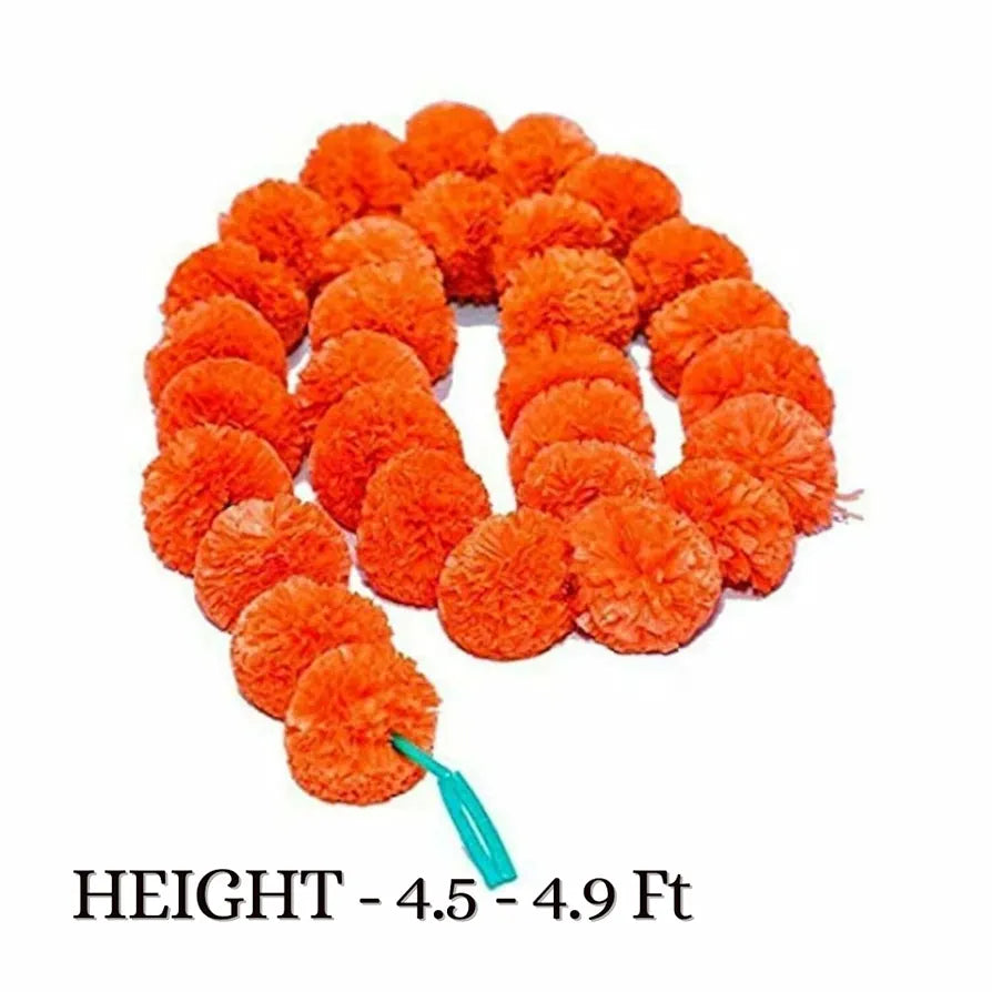 DRYPHON Artificial Marigold Garlands, Diwali & Pooja Room Decorations - Pack of 10 