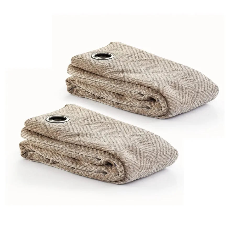 SARAL Home Chenille Blackout Long Door Curtains 2Pc,Beige. 4X9 Ft